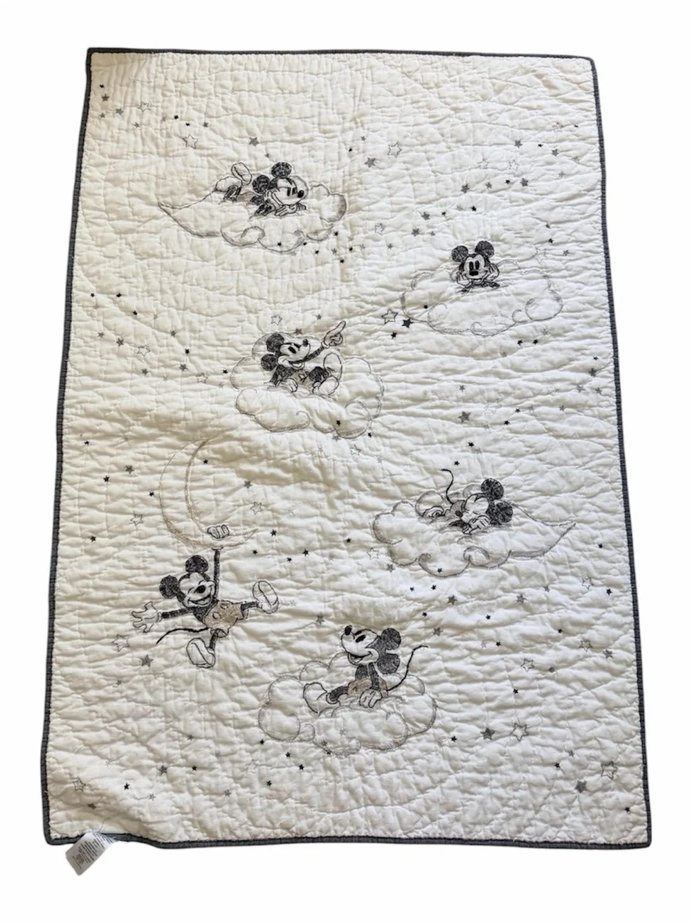 Pottery Barn Kids Mickey Mouse Quilted Crib Blanket - White and Black
